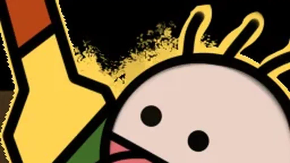 吐着舌头的卡通加班族举手的黄黑色封面图